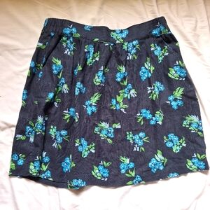 NWT Loft Linen Floral Print Women's Skirt - Blue and Green Size L